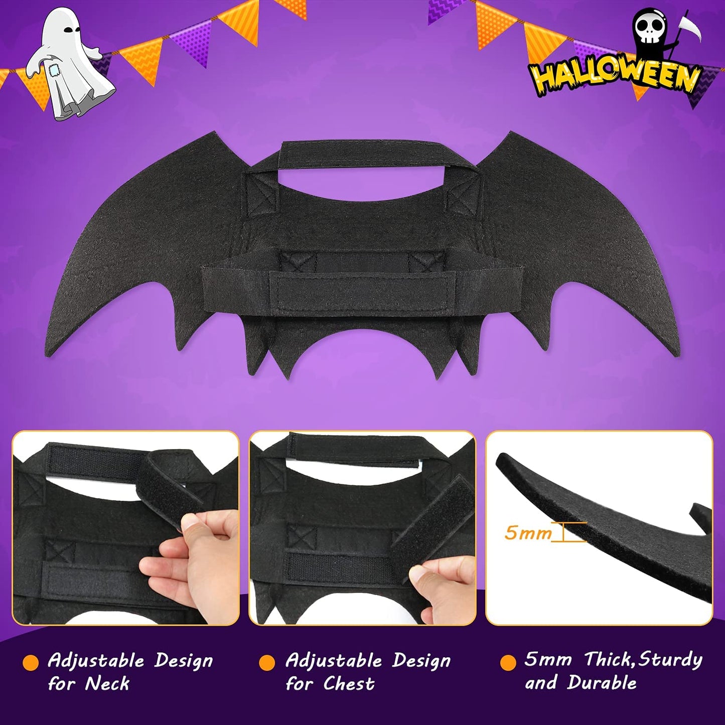 Dog Bat Costume - Halloween Pet Costume Bat Wings Cosplay Dog Costume Cat Costume for Party L